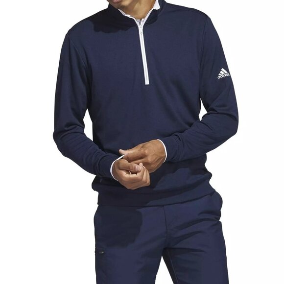 Adidas Performance Light Weight Quarter-Zip Golf Pullover Collegiate Navy Size L - Picture 2 of 9